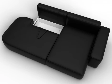 Диван угловой Лига-065 угол правый (ДСП/Пластик/Экокожа/Черный) Лига Диванов 129804