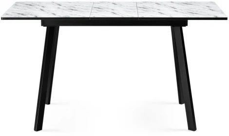 Стеклянный стол Woodville Агни 110(140)х68х76 мрамор белый / черный матовый 528558