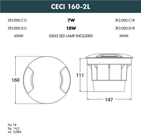 Встраиваемый светильник уличный Fumagalli CECI 3F2.000.000.AXD1L (220V, IP67)