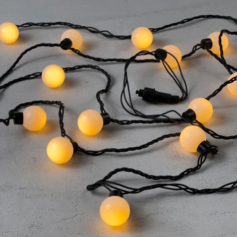 Гирлянда «Шарики» 5м желтая 220В,  20 LED, провод черный каучук, IP65 Laitcom HB20-1-2Y
