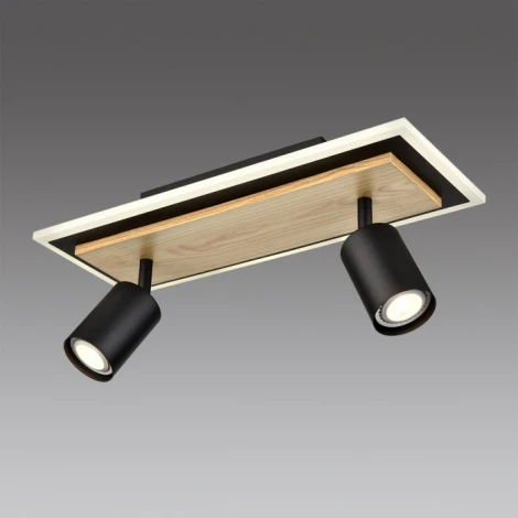 Настенный светильник со спотами Lumion Pine 8025/19WL черный/дерево, металл/МДФ LED GU10 2*10W + LED 19W 220V