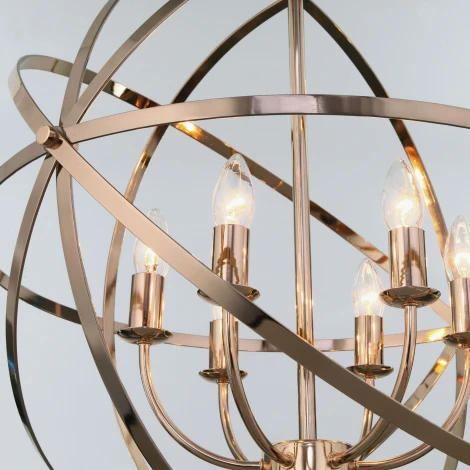 Подвесная люстра Wi-Fi Eurosvet Santi 60139/6 золото (220V, управление смартфоном, голосовое управление, умный дом - Minimir Home, Алиса, Маруся, Салют, на цепи, шар)