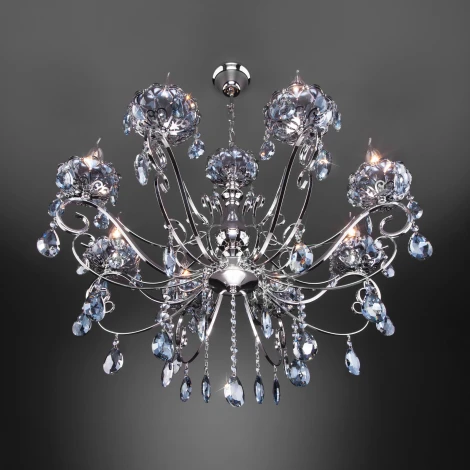 Подвесная люстра Eurosvet Escada 10109/8 хром/лазурный хрусталь Strotskis