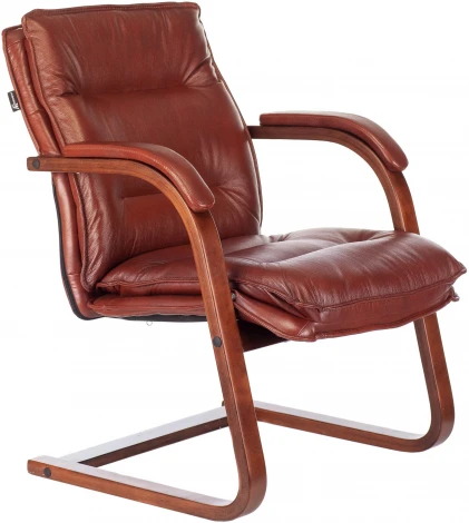 Кресло Бюрократ T-9927WALNUT-AV светло-коричневый Leather Eichel кожа полозья дерево