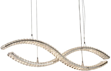 Подвесной светильник большой Newport 8240 8242/110 chrome (LED, 220V, хрусталь, на тросе)