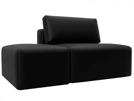 Модули диван и пуф Лига-060 НПБ (ЛДСП,Брус,Фанера/Пластик/Экокожа/Черный) Лига Диванов 130086