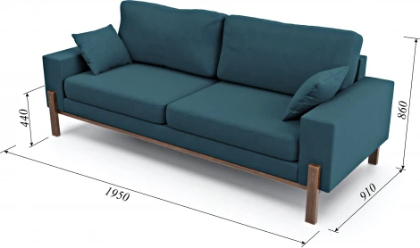 Диван Arsko прямой Хангель велюр голубой