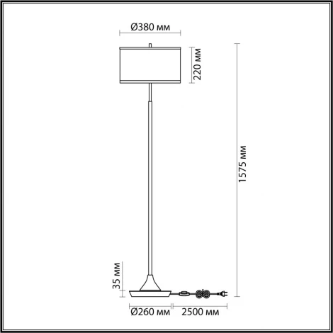 Торшер Odeon Light Bergi 5064/2F античн.бронза/серо-беж./металл/натур.камен."шпон" E27 LED 2*10W (220V, выключатель, круглые)