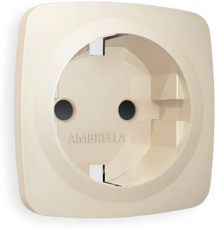 Лицевая панель Ambrella Volt OMEGA (Бежевый матовый) для электрической розетки с/з со шторками QUANT OP3270