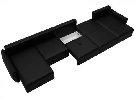 Диван П-образный Лига-051 НПБ МегаЛонг (ЛДСП,Брус,Фанера/Пластик/Экокожа/Черный) Лига Диванов 129900