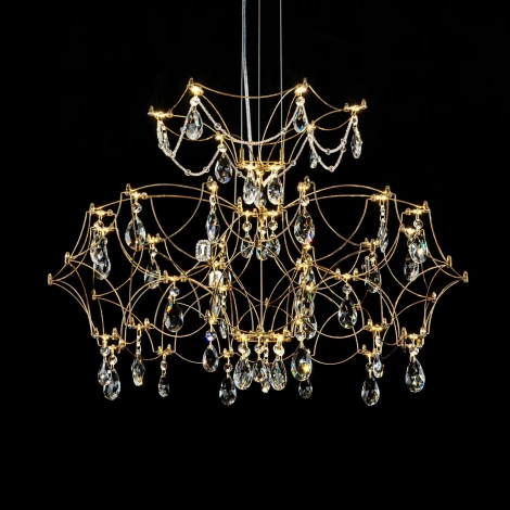 Подвесная люстра светодиодная хрустальная с пультом с регулировкой цветовой температуры Modelux MODELUX ML.7815.600P GD