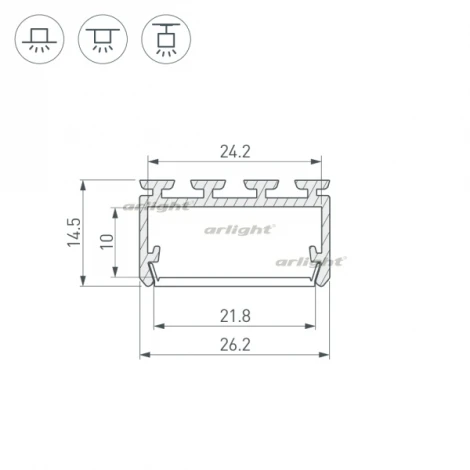 Профиль PLS-LOCK-H15-2000 ANOD (Алюминий) 027737 Arlight