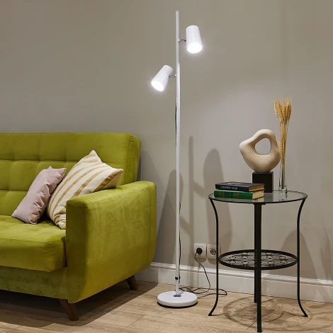 Торшер светодиодный, 2х6W, сенсорный выключатель, диммер, белый Uniel ULM-T600 2х6W/4500K/DIM WHITE