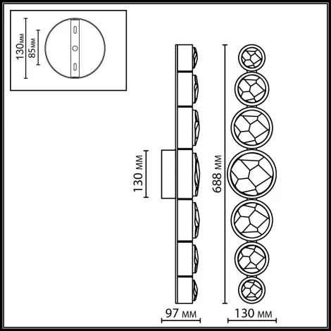 Настенный светильник черный/хрусталь/металл Odeon Light Spilla 7174/15WL IP20 LED 15W 3000K 220-240V
