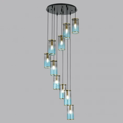 Люстра полвесная каскадная Lumion Murano 8401/10 черный/античная бронза/серо-синий, металл/стекло E14 10*40W 220V