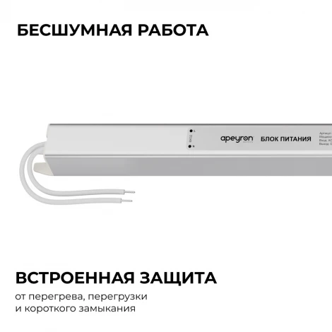 Блок питания 24В 72Вт 200-264В, 3А, IP20 ультратонкий, серебро Apeyron 03-185