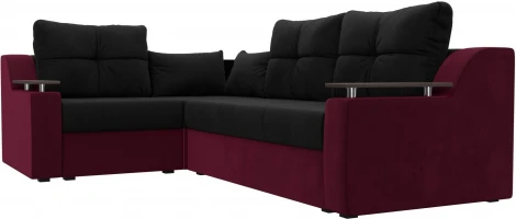 Диван угловой Кронос левый угол (Черный,Бордовый/Микровельвет) Лига Диванов арт.114630L