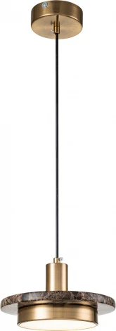 Подвесной светодиодный светильник Escada Torano 10260/1LED Brown marble 12Вт, 4000K, металл/акрил/мрамор, коричневый мрамор (220V, на проводе, круглые)