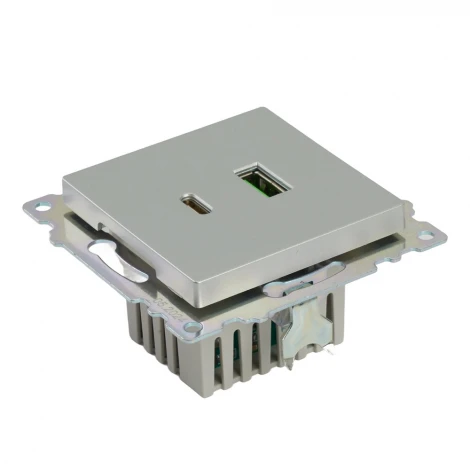 Розетка USB Type A+С (серебро) Stekker Катрин 50054