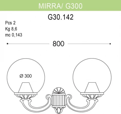 Настенный фонарь уличный Fumagalli Globe 300 G30.142.000.AZE27