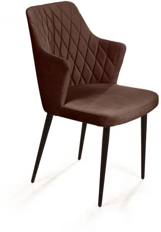 Стул с подлокотниками Hunt ромб, бархат коричневый 12 / чёрный конус Top Concept 77553