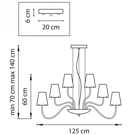 Подвесная большая люстра Lightstar Diafano 758214 (220V, на тросе)