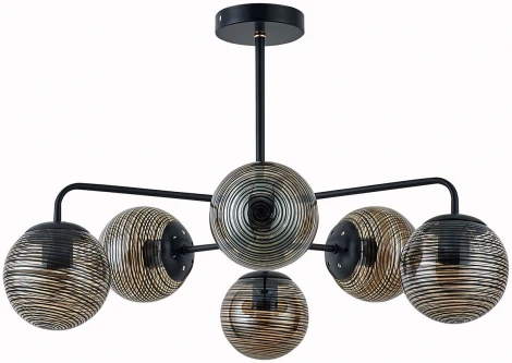 Потолочная люстра на штанге Escada Twilight 646/6P 6х60Вт Е27, металл/стекло, черный (220V, шарики)