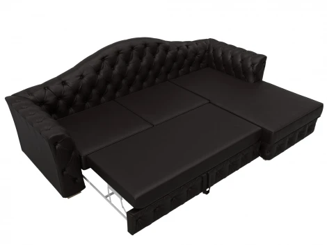 Диван угловой Артис правый угол (Брус,Рейка/Пластик/Экокожа/Коричневый) Лига Диванов 128030