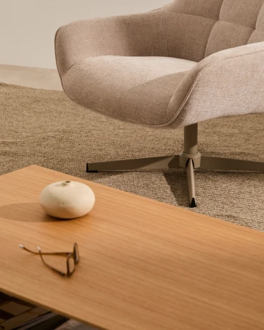 Teryl Кресло из шенилла бежевого цвета с серым металлом La Forma (ex Julia Grup) арт.212358