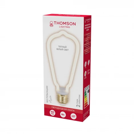 Лампочка светодиодная филаментная белая трубка E27 4W Thomson Deco St64 TH-B2398