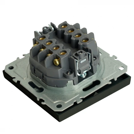 Переключатель двухклавишный перекрестный (черный уголь, soft touch) Stekker Эмили 50167