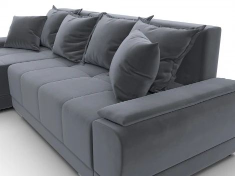 Диван угловой Лига-119 угол левый (ДСП,Брус,Фанера,ЛДС,Велюр/Серый) Лига Диванов 137092L