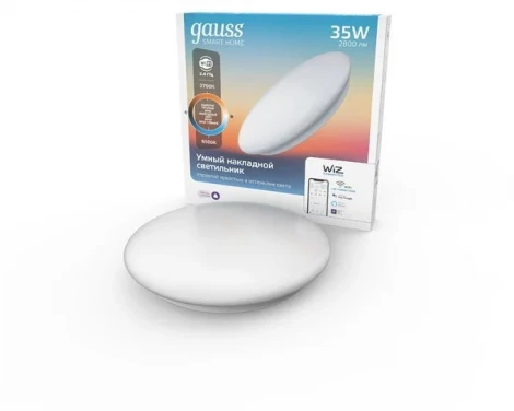 Настенно-потолочный светильник Gauss SmartHome 2060112 (регулировка яркости, LED, 220V, управление смартфоном, голосовое управление, умный дом - Алиса, Маруся, Сири)