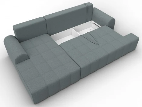 Диван угловой Лига-080 угол левый (ДСП/Пластик/Рогожка/Серый) Лига Диванов 134742L