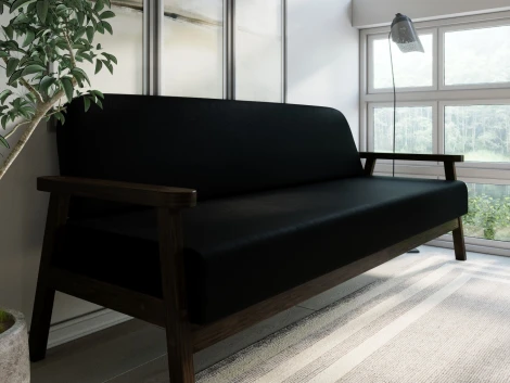 Диван Arsko прямой Флори Б венге велюр черный