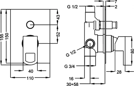 Смеситель Cezares Levico LEVICO-VDIM-01-Cr С ВНУТРЕННЕЙ ЧАСТЬЮ
