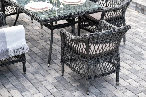 "Амароне" обеденная группа из искусственного ротанга на 6 персон, цвет графит 4SIS арт.УТ-00007688