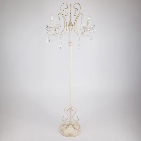 Торшер Eurosvet 12205 12205/3F белый (хрусталь Strotskis, подвески, выключатель, подсвечник, свеча, под старину)