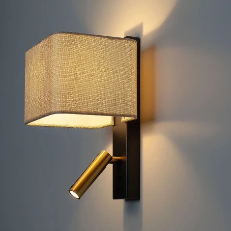 Бра с песочным абажуром и выключателем с подсветкой для чтения Citilux Dekart CL704483