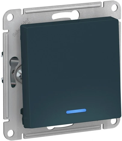 Выключатель встраиваемый одноклавишный с подсветкой (изумрудный) Systeme Electric AtlasDesign ATN000813