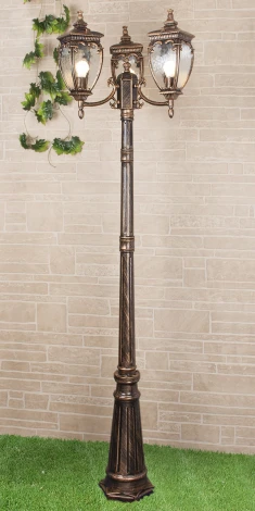 Наземный фонарь Elektrostandard Andromeda черное золото GLYF-8024F/3 (220V, под старину, IP44)