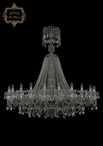 Подвесная большая люстра Art Classic 11.25 11.25.24.530.XL-151.Cr.Sp (220V, хрусталь, на цепи, подсвечник, свеча)