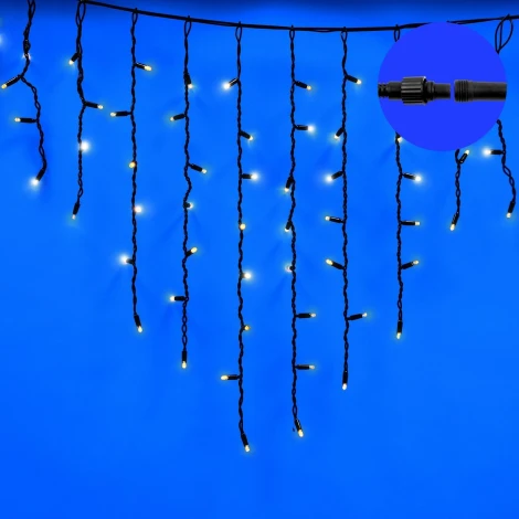 Бахрома светодиодная с эффектом мерцания, 3м. соединяемая, 200 светодиодов, теплый белый и белый свет Uniel ULD-B3007-200/TBK WARMWHITE-WHITE IP67