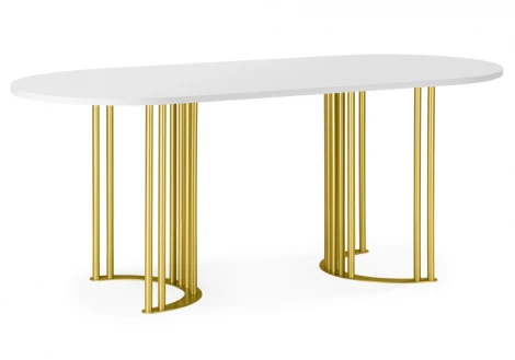 Кухонный стол Notta Хьюго О 180 х 90 белая шагрень пленка / золотые ноги