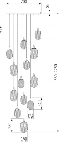 Подвесной светильник Wi-Fi каскадный Eurosvet Pineapple 50266 дымчатый/прозрачный/янтарный (220V, управление смартфоном, голосовое управление, умный дом - Minimir Home, Алиса, Маруся, Салют, на проводе)
