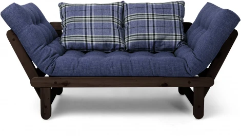 Кушетка Arsko Сламбер венге синяя клетка рогожка