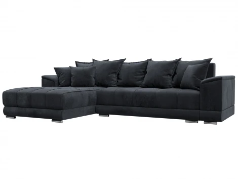 Диван угловой НордСтар левый угол (ДСП,Брус/Пластик/Велюр/Темно-серый) Лига Диванов 127943L