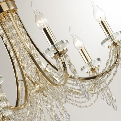 Подвесная люстра Odeon Light Capel 5063/6 ODL24 537 золото/прозрачный/металл/хрусталь E14 6*40W (220V, подвески, на цепи, подсвечник, свеча)