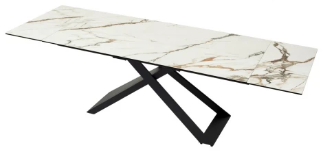 Стол LIVORNO 180 KL-188 Контрастный мрамор матовый, итальянская керамика/ черный каркас