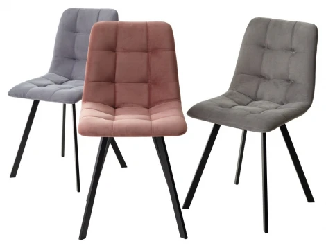 Стул CHILLI-Q SQUARE серый #27, велюр / черный каркас, 4 шт./1 к